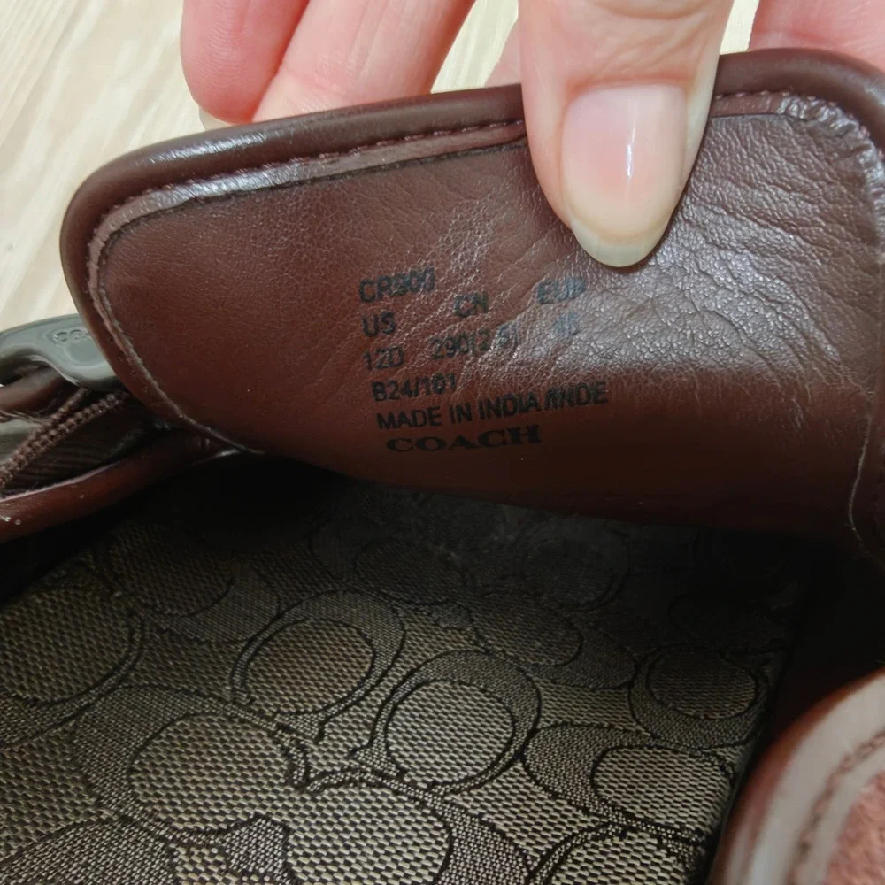 Coach Mens Clogs 12 Brown Suede Buckle Strap Monogram Gorpcore Luxury